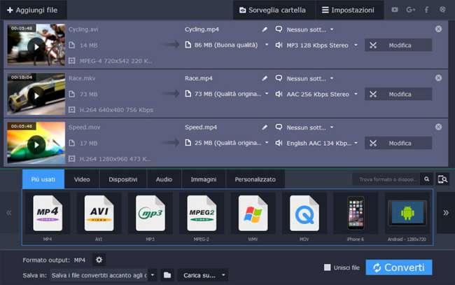 Movavi Video Converter - Conversione formato video