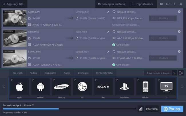 Movavi Video Converter - periferiche Output supportate